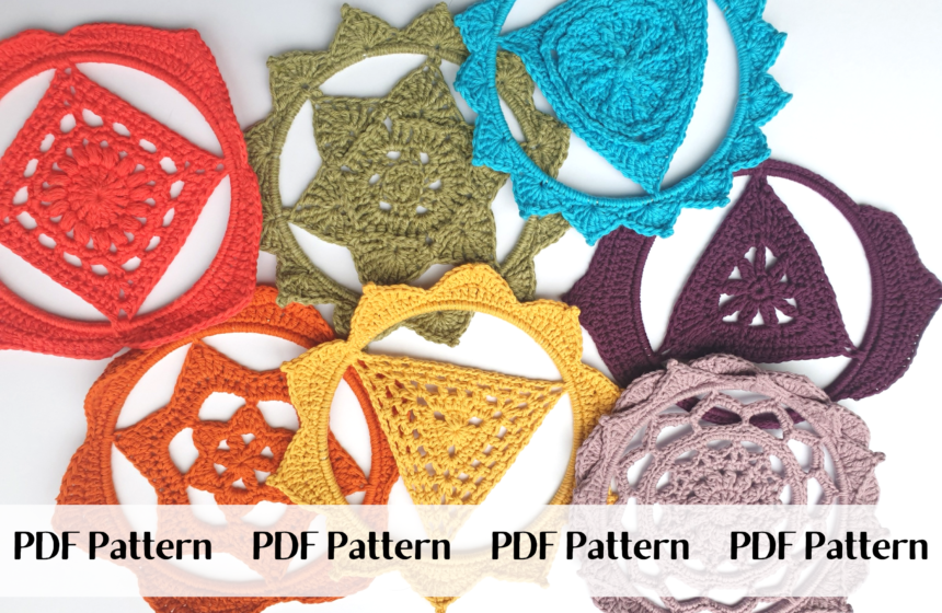 Crochet Your Chakra Mandala Pattern, Digital PDF Crochet Pattern, Seven Chakra Wall Hanging